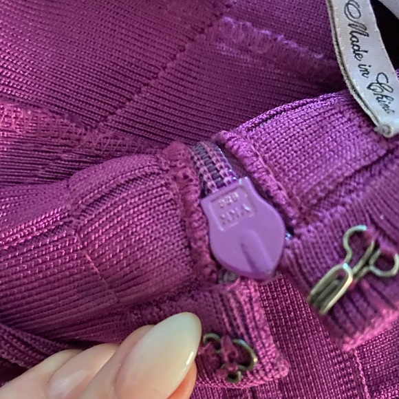 Herve Leger Royal Purple Iconic Body Con Dress - Picture 9 of 15